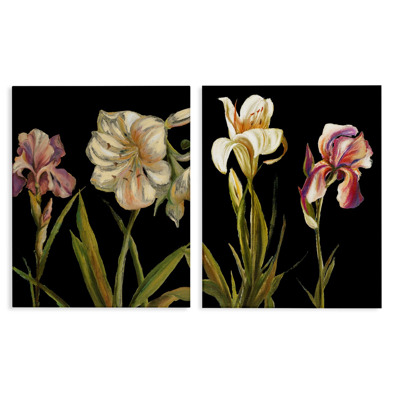 Stupell Industries Blooming Purple Iris White Lily 2 pc Canvas Wall Art Set Design by Samantha Carter